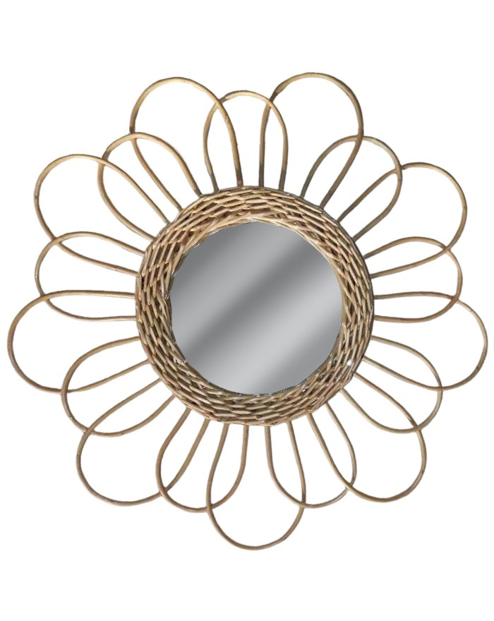 MIROIR FLEUR ROTIN DIA 35 CM