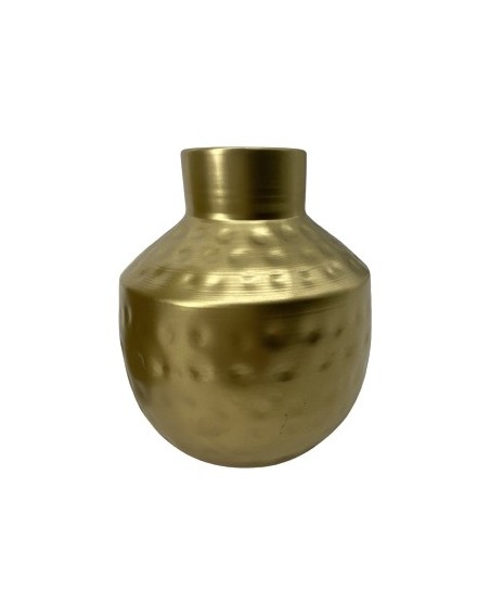 VASE METAL GOLD MARTELE HT 14 DIA 11 CM