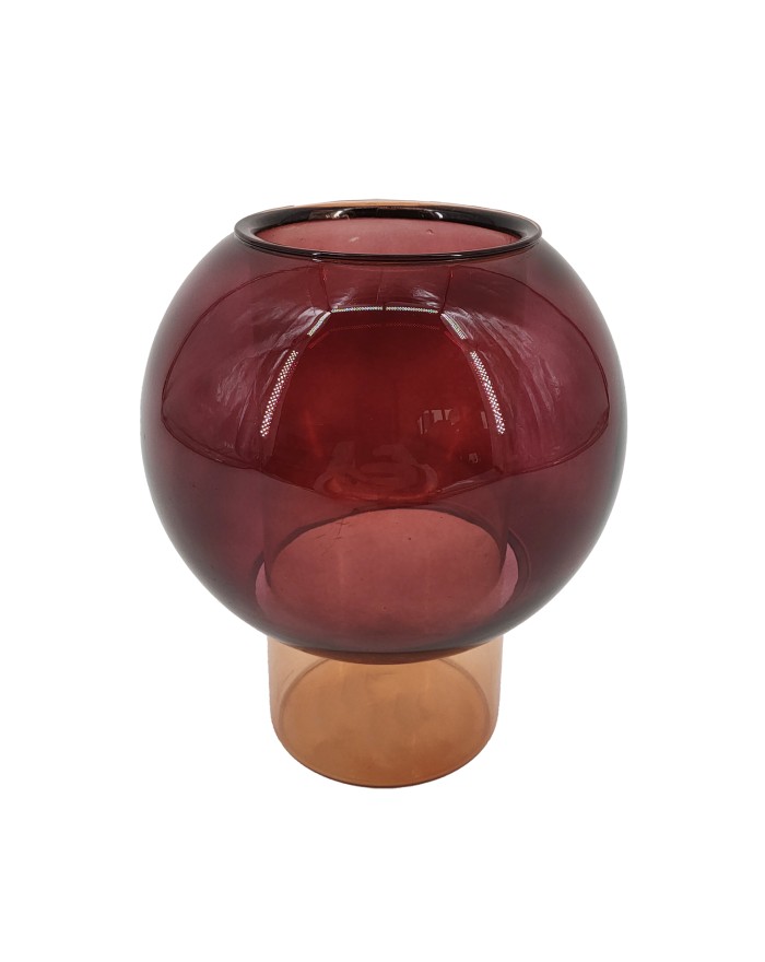 VASE EN VERRE TEINTE DOUBLE PAROI BOULE DIA 15 HT 17 CM