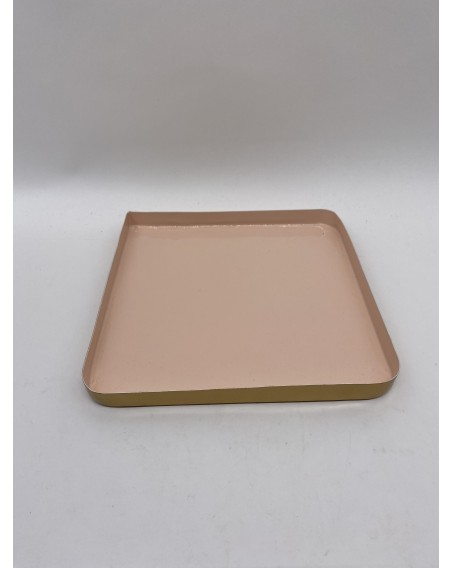 PLATEAU METAL LAQUE ROSE 25X25 CM