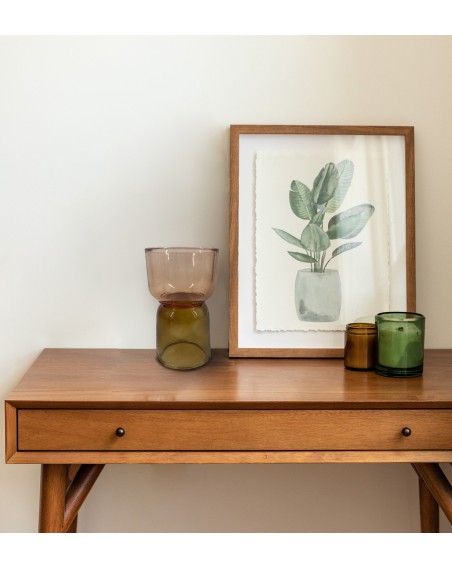 BOUGEOIR EN VERRE D10.5 H15CM