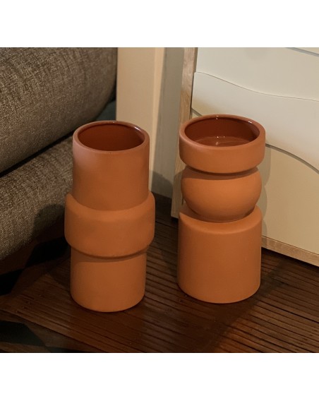 VASE TERRACOTTA GEOMETRIQ.GM HT 20 DIA 10CM