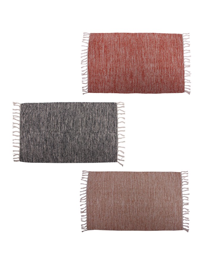 TAPIS COTON TISSAGE BICOLORE FRANGES 3ASS