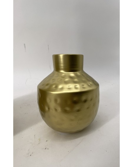 VASE METAL GOLD MARTELE HT 14 DIA 11 CM