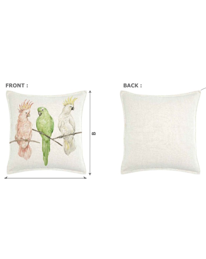 COUSSIN SERAM COTON IMPRIME PERROQUETS