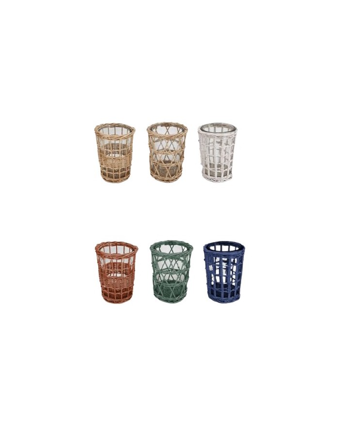 PHOTOPHORE VERRE+SAULE HT 15,5 D 10,5 CM