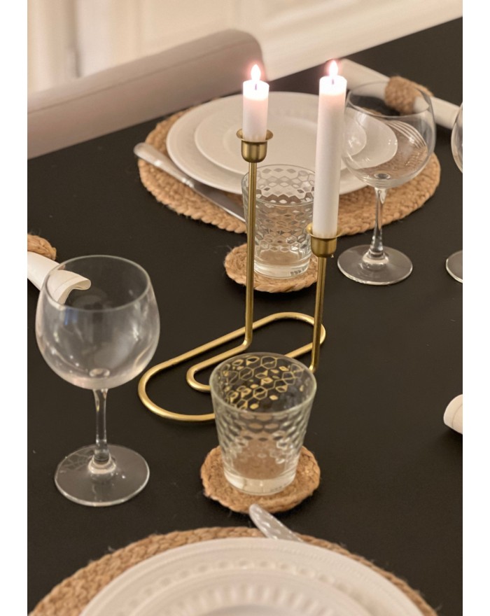 COFFRET 4 SETS TABLE + 4 RONDS SERVIETTE + 4 DESSOUS VERRE JUTE