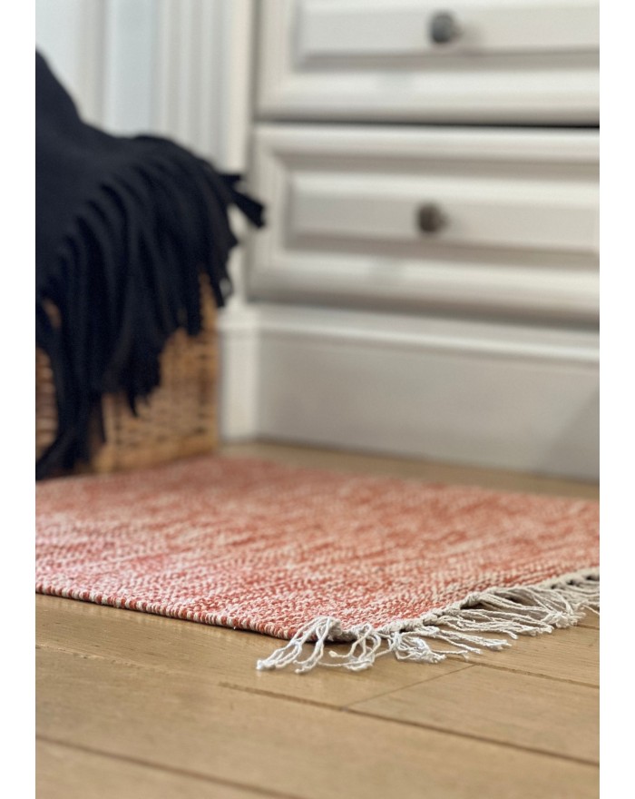 TAPIS COTON TISSAGE BICOLORE FRANGES 3ASS