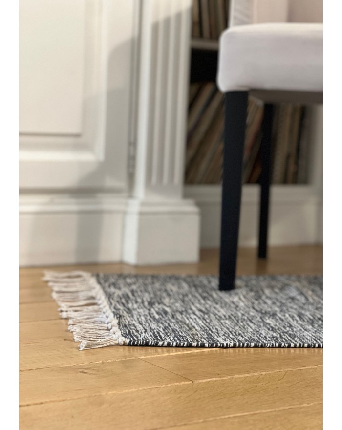 TAPIS COTON TISSAGE BICOLORE FRANGES 3ASS