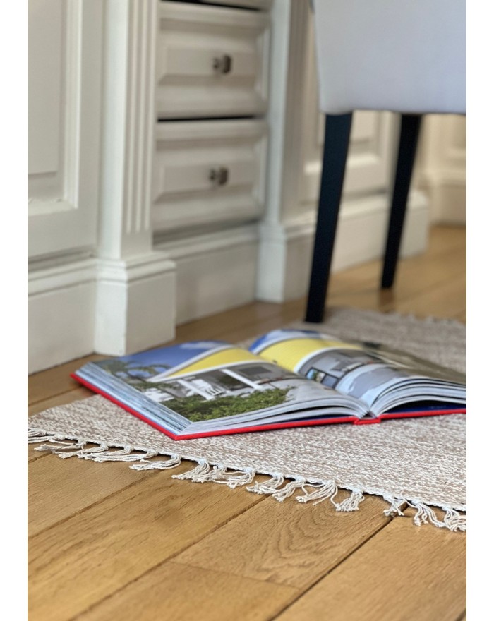 TAPIS COTON TISSAGE BICOLORE FRANGES 3ASS