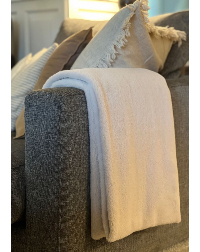 PLAID ESTEBE 130X160CM FAUSSE FOURRURE BEIGE