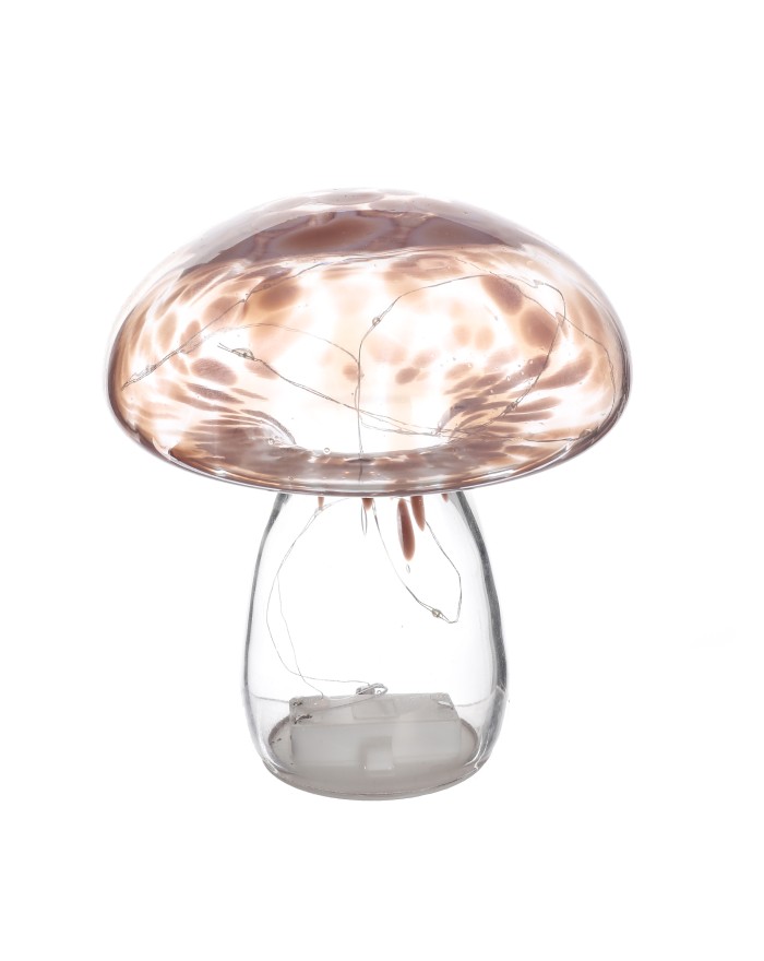 LAMPE LED CHAMPIGNON EN VERRE TACHETE