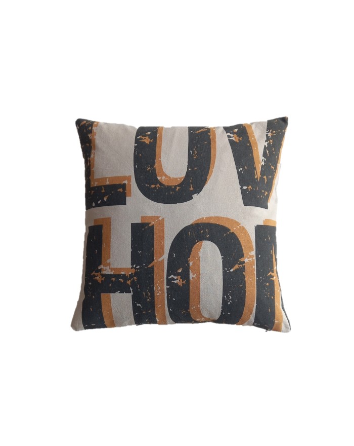 COUSSIN ARONA CHAMBRAY IMPRIME WORDING 45X45 CM