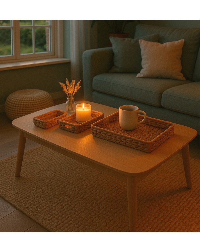 PLATEAUX RECT. JACINTHE AVEC POIGNEES S/3