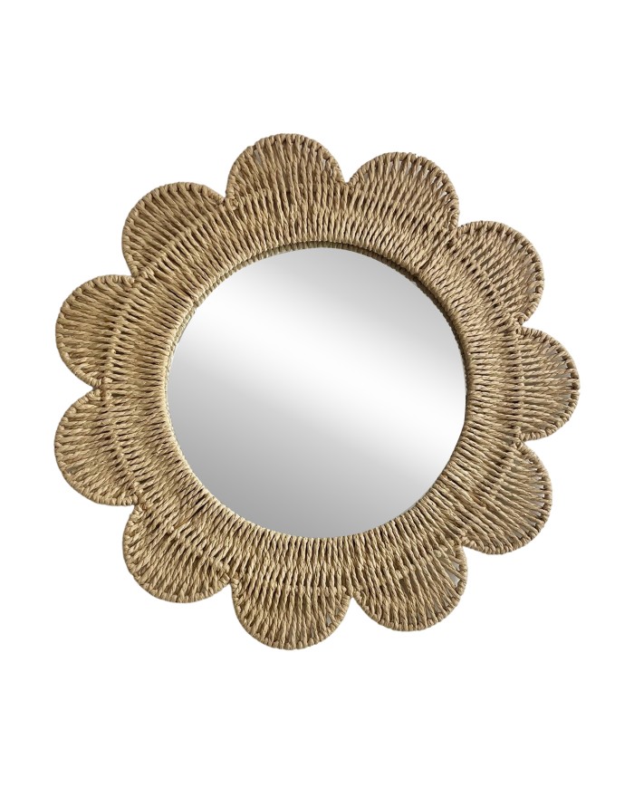 MIROIR FLEUR FIBRES NAT DIA 45 CM