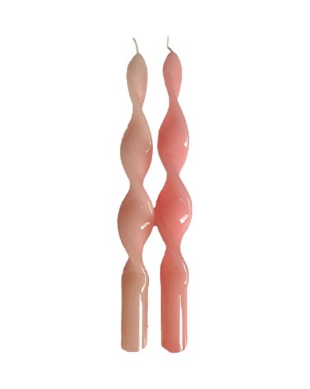 ETUI  2 BOUGIES CIERGES NON PARFUMEES TORSADES HT 25 CM