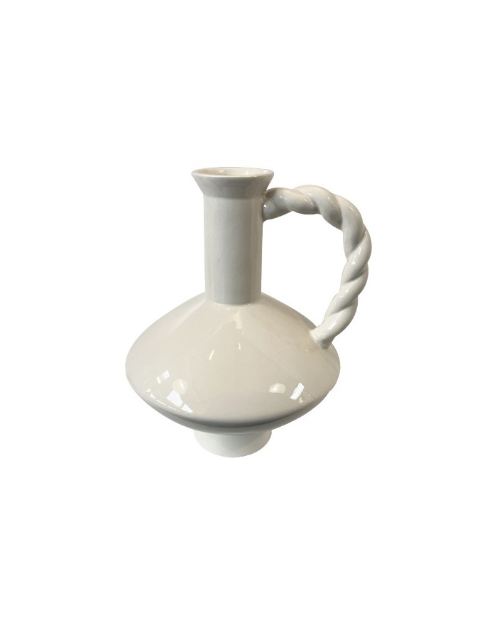 VASE CERAMIQUE  ANSE TORSADEE H24CM