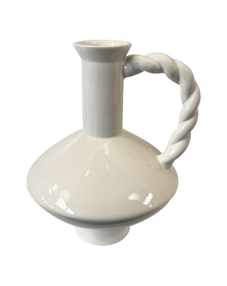 VASE CERAMIQUE  ANSE TORSADEE H24CM
