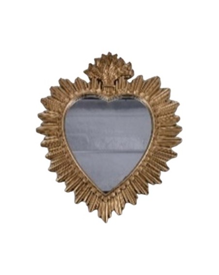 MIROIR EX-VOTO COEUR RESINE H39CM