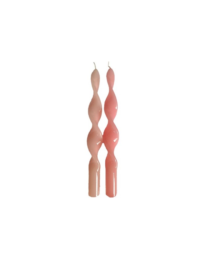 ETUI  2 BOUGIES CIERGES NON PARFUMEES TORSADES HT 25 CM