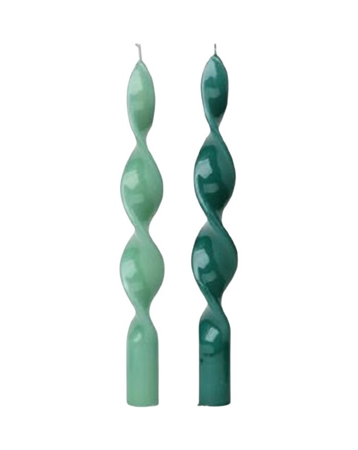 ETUI  2 BOUGIES CIERGES NON PARFUMEES TORSADES HT 25 CM