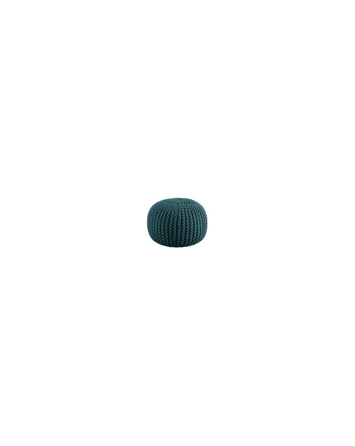 POUF TRICOT DIA 40 HT 30 CM  BLEU CANARD