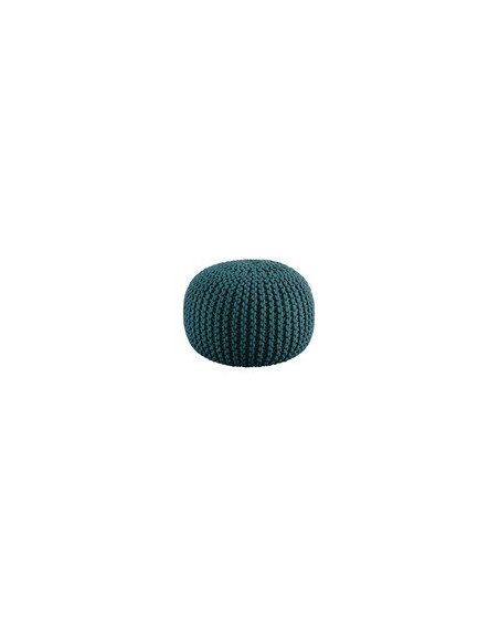 POUF TRICOT DIA 40 HT 30 CM  BLEU CANARD