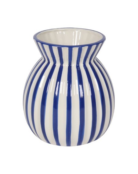 VASE CERAMIQUE RAYURES RELIEF  HT 19 CM