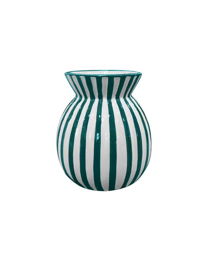 VASE CERAMIQUE RAYURES RELIEF H19CM