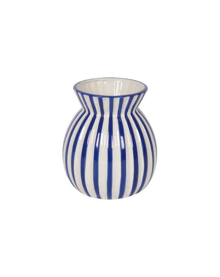 VASE CERAMIQUE RAYURES RELIEF  HT 19 CM