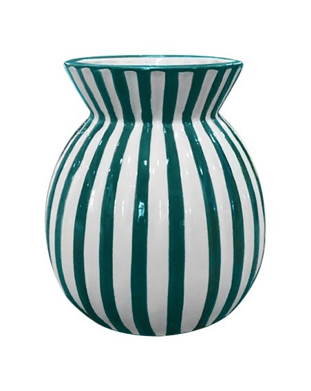 VASE CERAMIQUE RAYURES RELIEF H19CM
