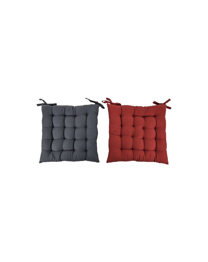 GALETTE CHAISE COTON ASS ROUGE/ GRIS 40X40CM