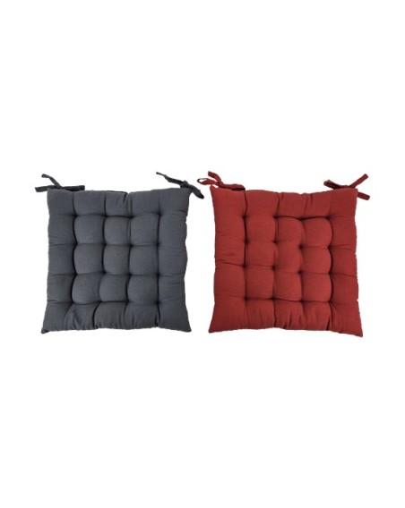 GALETTE CHAISE COTON ASS ROUGE/ GRIS 40X40CM
