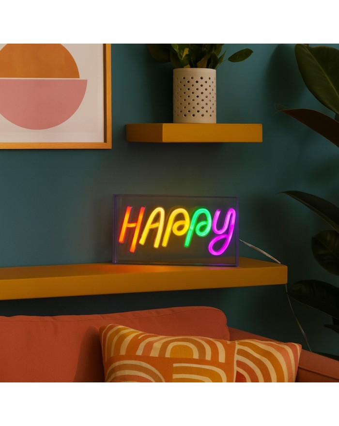 CADRE NEON HAPPY USB 23X13CM