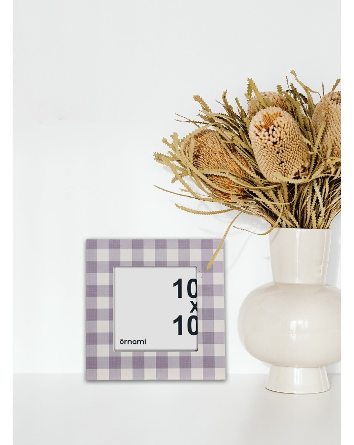 CADRE PHOTO 10X10 IMPRIME VICHY LILAS