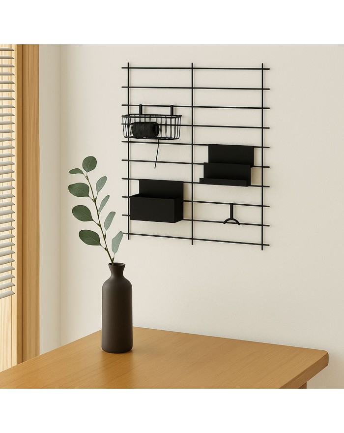 ETAGERE FILAIRE LIZY NOIRE 50X60X10 CM