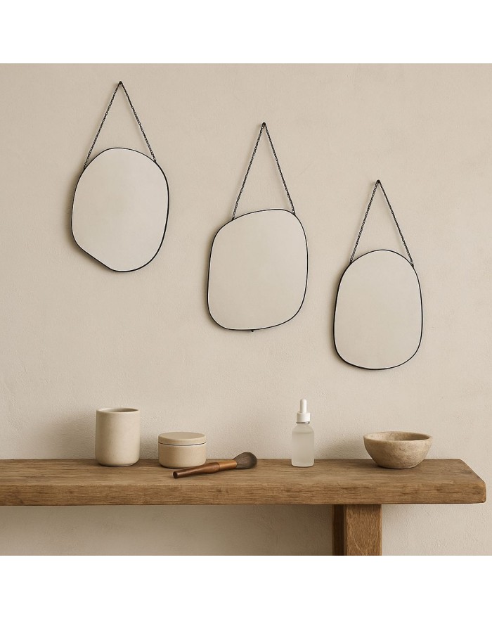 MIROIR METAL  ORGANIQUE  CHAINETTE 25X19CM