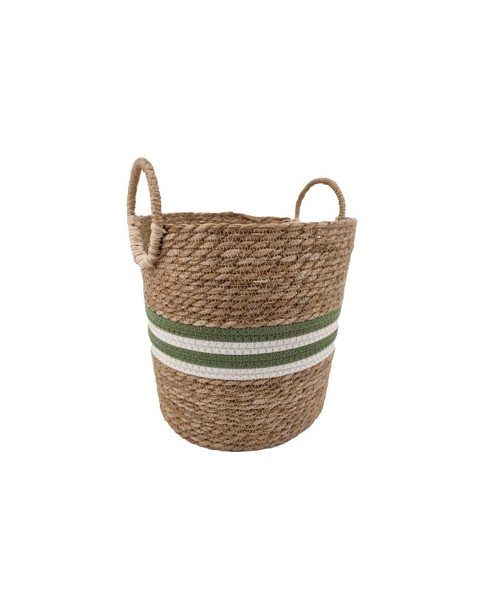 PANIER BIMATIERE AVEC POIGNEE BAMBOU 31X31CM