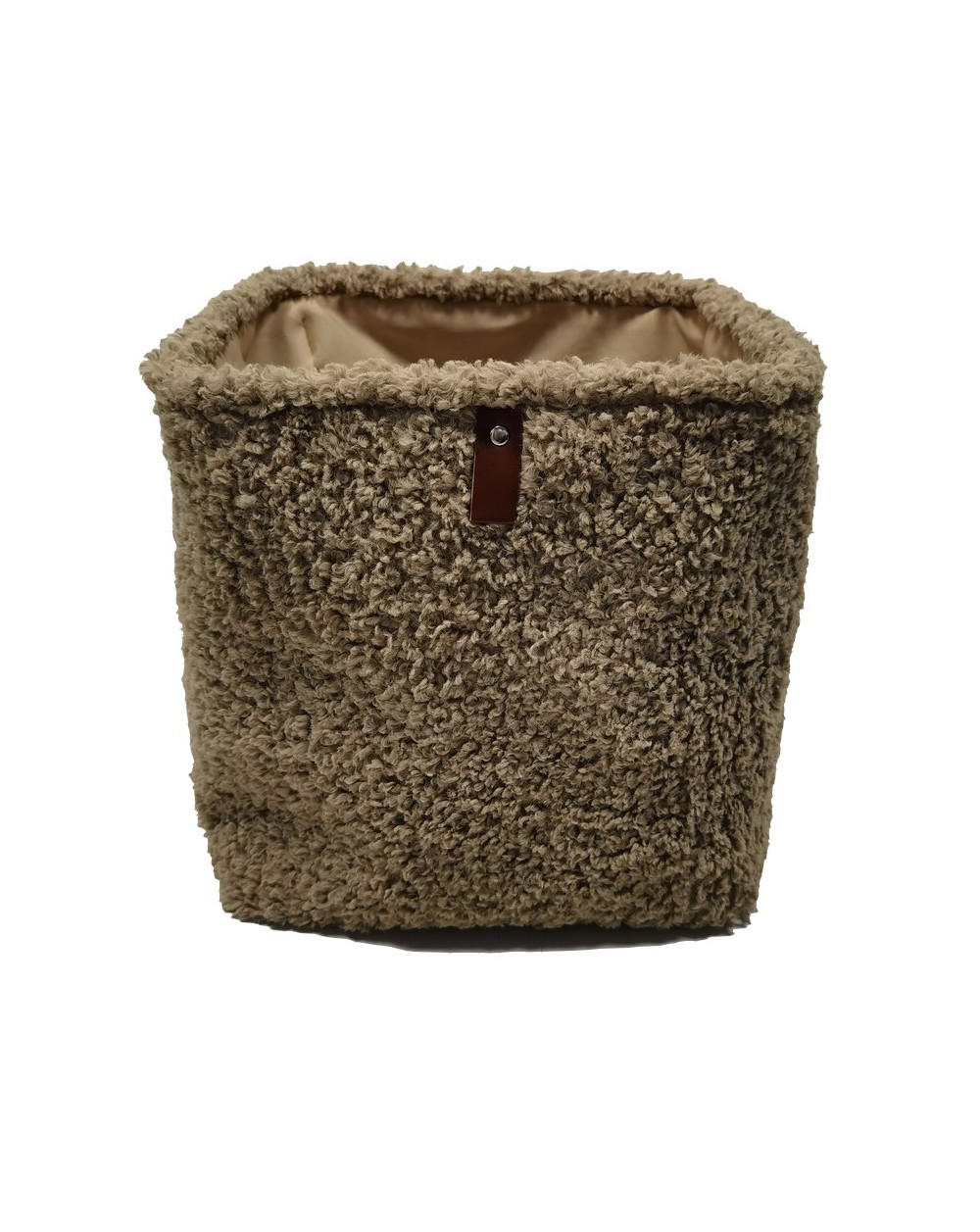 PANIER CUBE  BOUCLETTE BEIGE 31X31X31CM