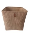 PANIER CUBE VELOURS MARRON PATTE PU 31X3CM