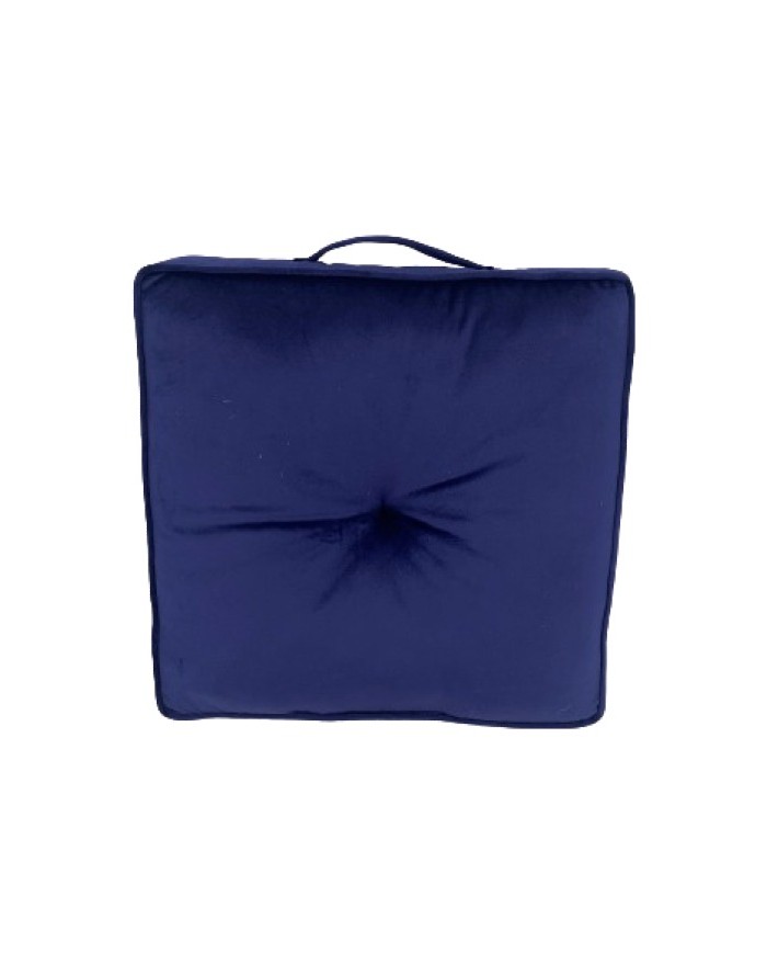 COUSSIN DE SOL  VELOURS CAPITONNE CONTOUR PASSEPOIL 40X40CM