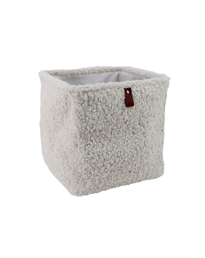 PANIER CUBE  BOUCLETTE ECRUE 31X31X31CM
