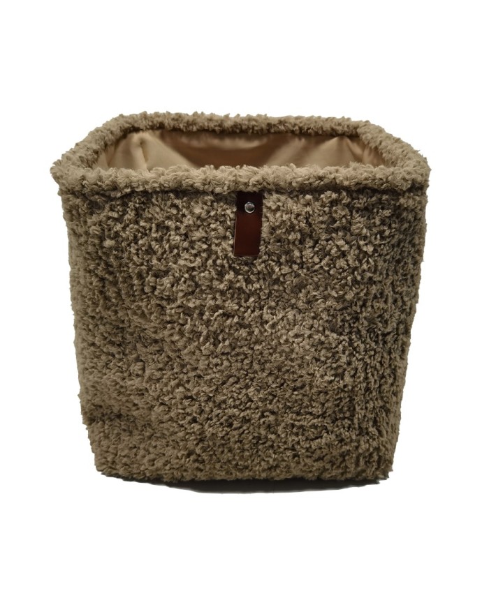 PANIER CUBE  BOUCLETTE BEIGE 31X31X31CM