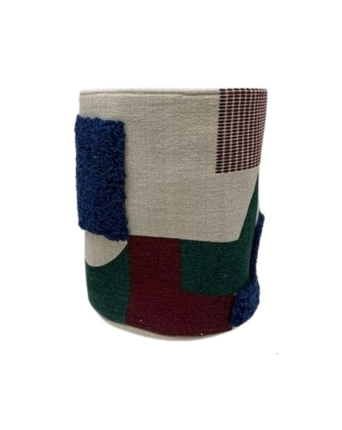 PANIER  COTON TISSE TEINT BRODE ET TUFTE 30X35CM