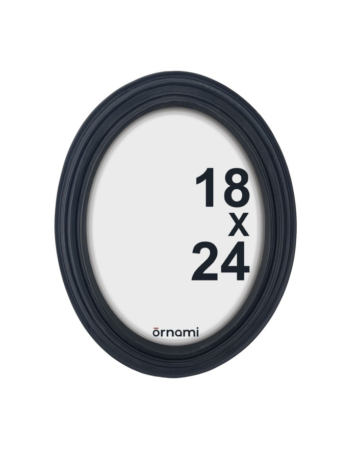 CADRE PHOTO RESINE OVALE NOIR 18X23CM