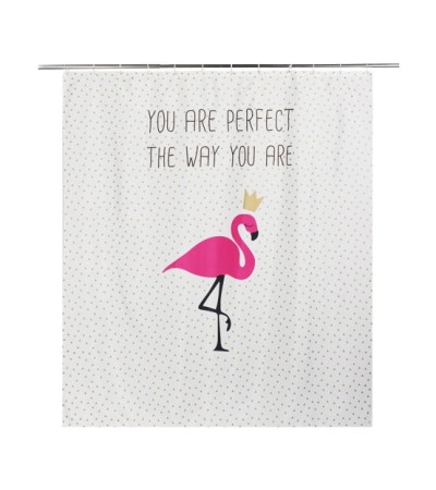 RIDEAU DOUCHE  POLYESTER FLAMANT ROSE"180X200CM                     "