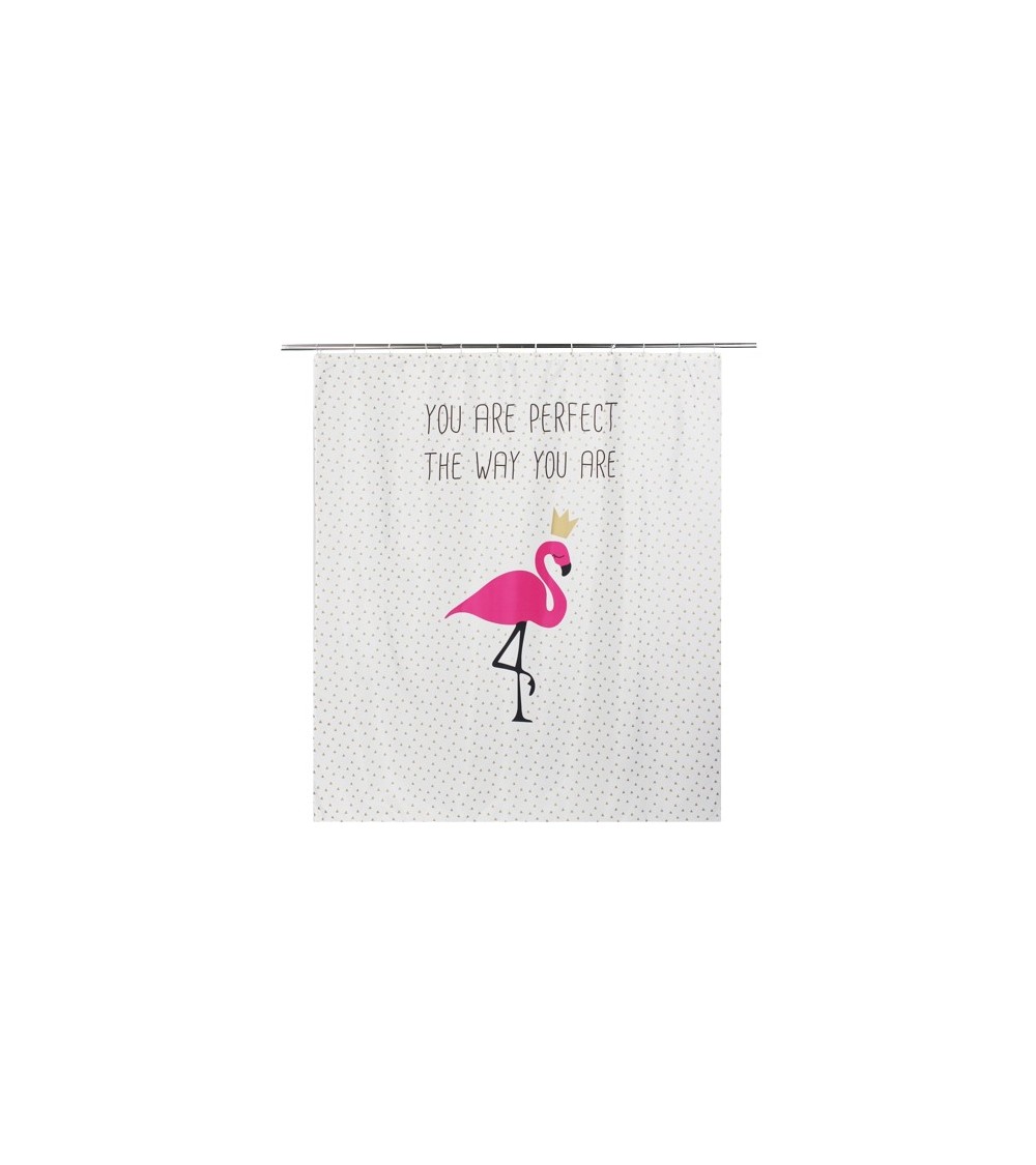 RIDEAU DOUCHE  POLYESTER FLAMANT ROSE"180X200CM                     "