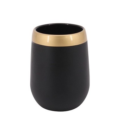 GOBELET VERRE NOIR ET OR