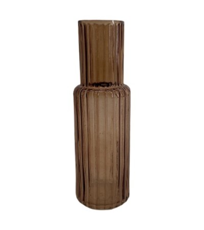 VASE VERRE AMBRE LIGNES RELIEF H25CM