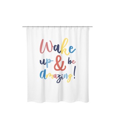 RIDEAU DOUCHE  POLYESTER WAKE UP"180X200CM                          "